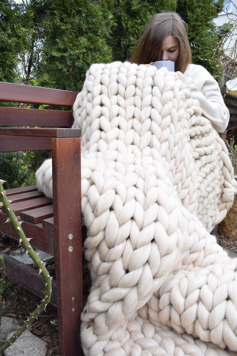 Chunky Knit Blanket Blanket Super Chunky Blanket Giant Knit Etsy