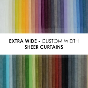 Sheer Curtains, Extra Wide Sheer Curtains, Custom Size Panel for Living Room, Bedroom, 54 Colors, Home decoration, Lightweight, Airy Voile