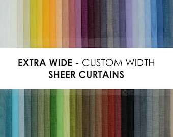 Sheer Curtains, Extra Wide Sheer Curtains, Custom Size Panel for Living Room, Bedroom, 54 Colors, Home decoration, Lightweight, Airy Voile