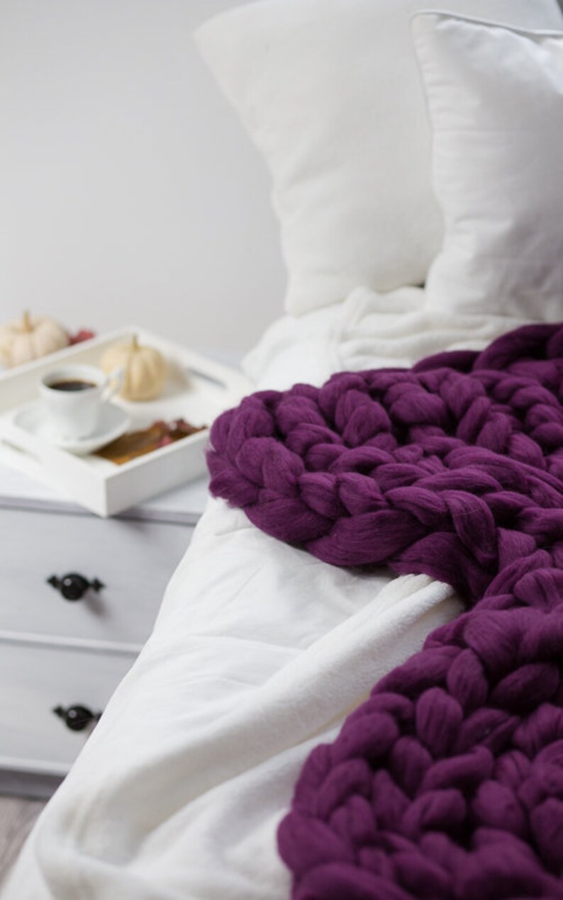 Chunky Knit Blanket Knit Blanket Giant Throw Arm Knitting Etsy