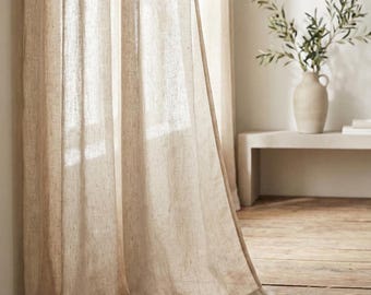 Extrabreite Leinengardine. Transparente Vorhangpaneele für Schlaf- und Wohnzimmer. Zubehör für Stange und Schiene