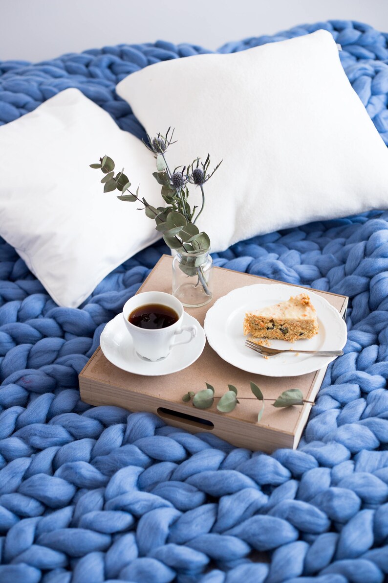 Chunky knit blanket Knit blanket Giant throw Arm knitting Etsy