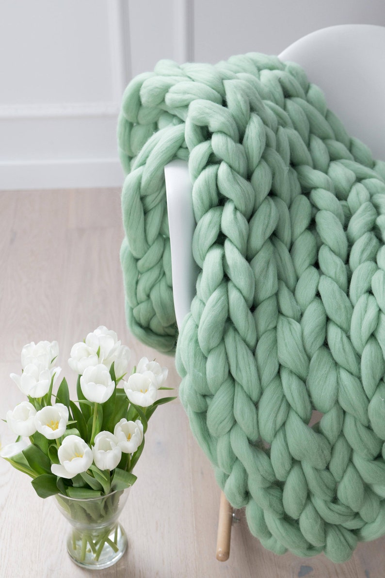 Chunky Knit Blanket Super Chunky Blanket Giant Knit Blanket Etsy