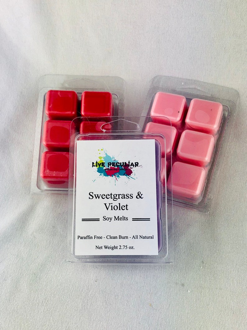 Sweetgrass /& Violet Soy Wax 3oz Clamshell Hand-poured Artisan Wax All Natural Sustainable Paraffin-free Soy Wax