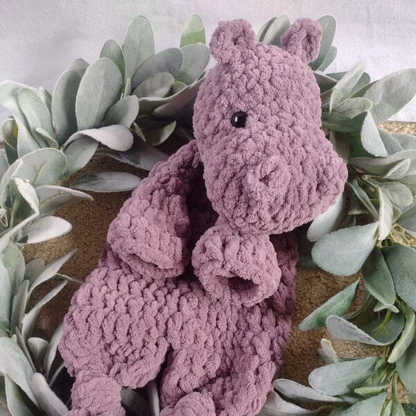 Crochet hippo snuggler/lovey baby and toddler gift, nursery decor, stuffed animal