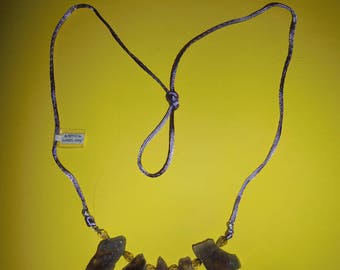 Necklace with amethyst and smoky quartz