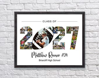 Football Senior Night Photo Collage: Custom 2027 Gift