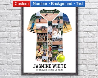 Personalized Softball Jersey Photo Collage: Senior Night Gift