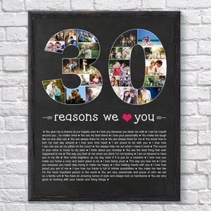 30 Reasons We Love You Photo Collage, 30th Birthday Gift For Women, 30th Anniversary Gift For Husband, 30th Birthday Decorations For Her