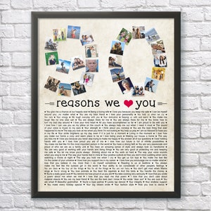 90 Reasons We Love You Printable Photo Collage, 90th Birthday Decorations, Custom 90th Birthday Gift For Women, Reasons Why I Love You