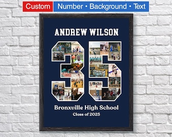 Personalized Senior Night Number Photo Collage: Sports Gift