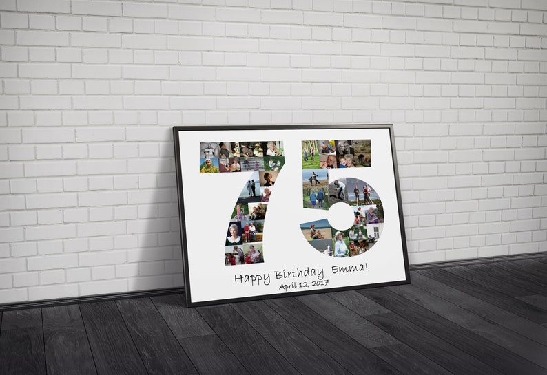 75th birthday gift for mom Personalized photo collage gift