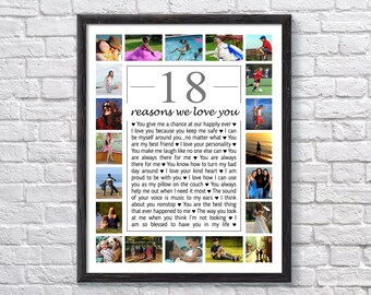 18th Birthday Photo Collage Gift: 18 Reasons We Love You