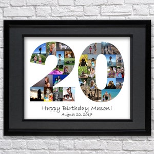 Cadeaux personnalisés 20e anniversaire pour mari, cadeau 20e anniversaire pour elle, cadeau 20e anniversaire pour couple, 20e cadeaux collage photo pour homme