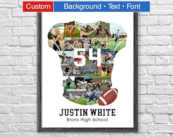 Personalized Football Jersey Collage: Senior Night, Player Gift
