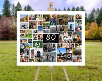 Personalized 80th Birthday Photo Collage Gift