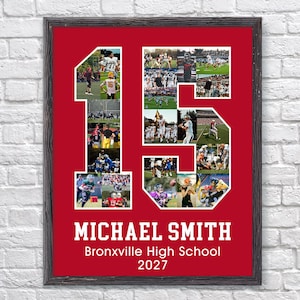 Custom Sports Number Photo Collage: Football Senior Night Gift