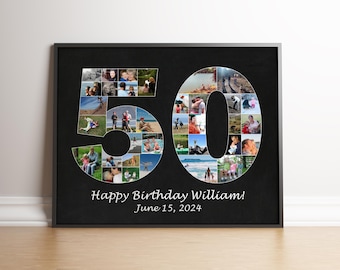 Custom 50th Birthday Photo Collage Gift, Anniversary Keepsake