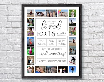 16th Birthday Photo Collage Sign: Personalized Keepsake Gift
