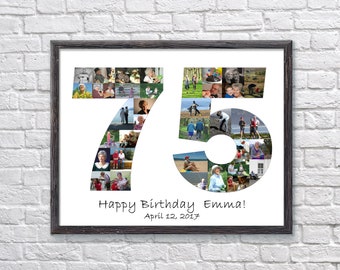 75th Birthday Photo Collage Gift: Personalized Keepsake