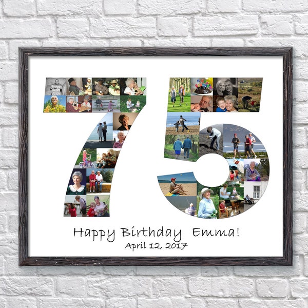 75th Birthday Gifts for Men, Custom 75th Photo Collage, 75th Birthday Gift for Women, 75th Birthday Photo Collage, Gifts for Dad or Mom