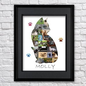 Custom Cat Photo Collage, Cat Memorial Gift, Cat Lover Gift, Personalized Cat Loss Gift, Bereavement gift