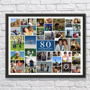 80th Birthday Photo Collage with 40 photos, 80th Birthday Gift For Men, Personalized 80th Birthday Gift For Women, Gift For Grandpa Poster