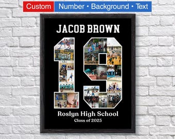 Personalized Sport Number Photo Collage: Senior Night Gift (Digital or Printed Option Available)