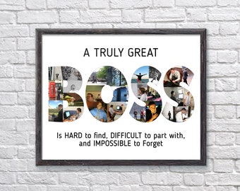 Custom Photo Collage Art - Personalized Boss Retirement Gift
