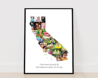 Personalized California Photo Collage Map Art