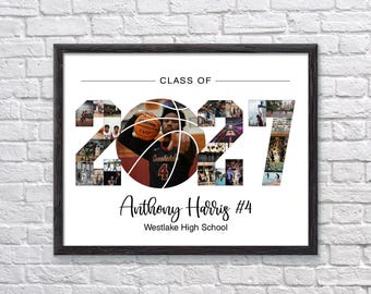 Basketball Senior Night Photo Collage: 2027 Class Gift, Custom Team Keepsake