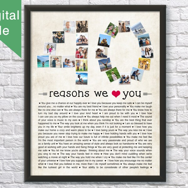 40th Birthday Gift for Husband 40 Things I Love About You Etsy