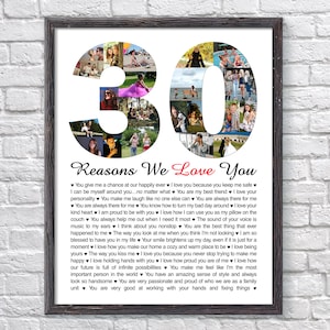 30th Birthday Unique Gift for Her or Him, 30 Things We Love About You, 30th Birthday Gift for Women or Men, 30 Reasons We Love You Printable