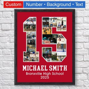 Custom Sports Number Photo Collage: Senior Night Gift