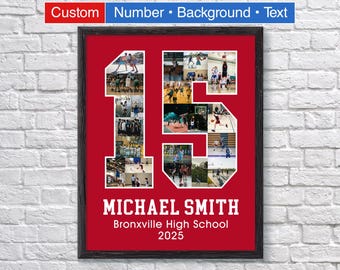 Custom Sports Number Photo Collage: Soccer Senior Night Gift
