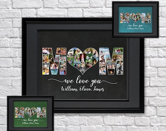 Personalized MOM Photo Collage with Heart, Mother's Day Gift
