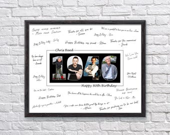 80th Birthday Guest Book Alternative: Year 1946 Signature Keepsake Photo Collage