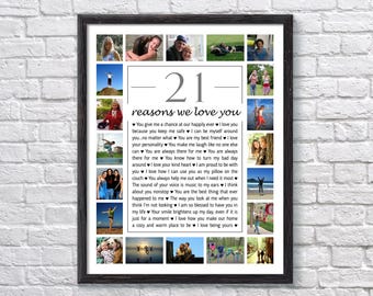 21 Reasons I Love You Photo Collage: Custom 21st Birthday Gift