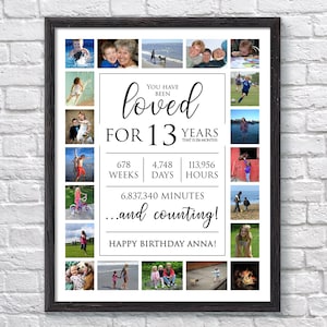 13th Birthday Photo Collage Sign: Personalized Keepsake Gift