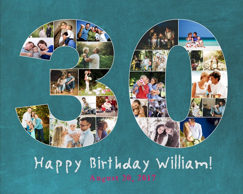 30th birthday photo collage gift for him 30th anniversary