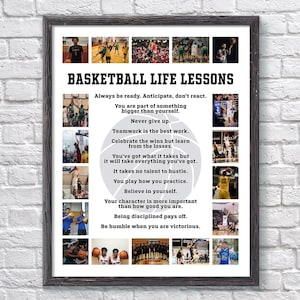 Basketball Life Lessons Personalized Photo Collage, Senior Night Basketball Gift, Basketball Poster Print, Basketball Gift For Boy or Man