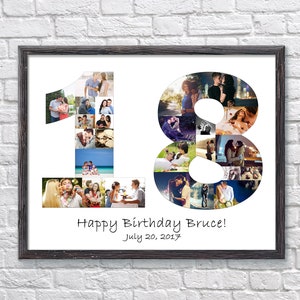 Custom 18th Birthday Gift, 18th Photo Collage, 18th Birthday Gift For Him, 18th Wedding Anniversary Gift, 18th Birthday Gift For Her