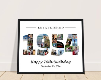 Custom 70th Birthday Photo Collage, 1954 Year Collage, 1954 Photo Collage, 70th Birthday Gift For Men, 70th Birthday Gift For Woman