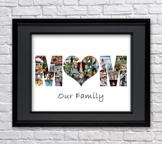 Best Mom Ever - Heart Shaped Photo Collage Canvas Print