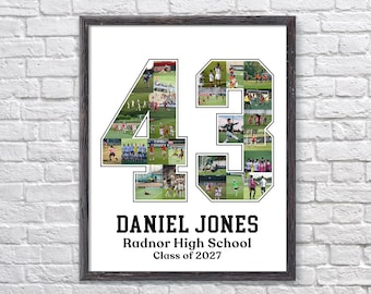 Personalized Soccer Senior Night Gift, Soccer Number Photo Collage