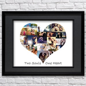 Anniversary Gift for Husband, Custom Heart Photo Collage for Boyfriend, Personalized Anniversary Gift for Man or Woman