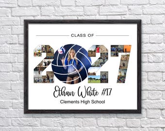 Custom 2027 Volleyball Senior Night Photo Collage, Senior Gift