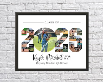 Softball Senior Night Photo Collage: Custom 2026 Gift (Digital or Printed)