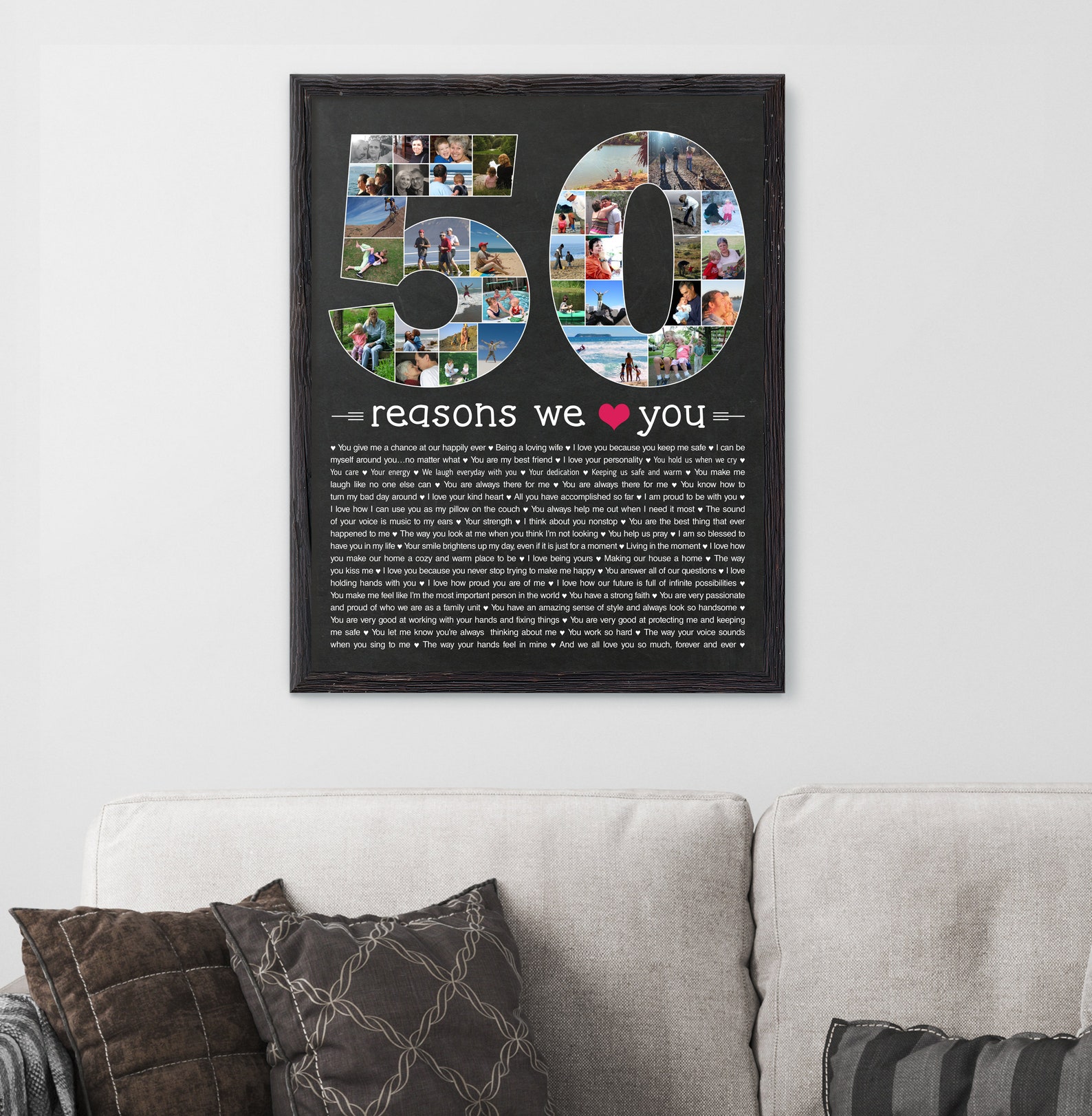 Custom 50 reasons we love you printable photo collage 50th etsy