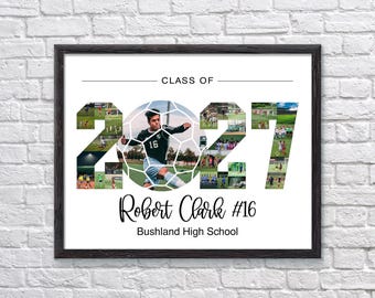 Personalized Soccer Senior Night Photo Collage, Class of 2027